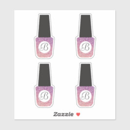 Nail Salon Monogram auf Lila Glitzer Nail Polnisch Aufkleber