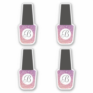 Nail Salon Monogram auf Lila Glitzer Nail Polnisch Aufkleber
