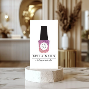 Nail Salon Monogram auf Lila Glitzer Nail Polnisch Visitenkarte