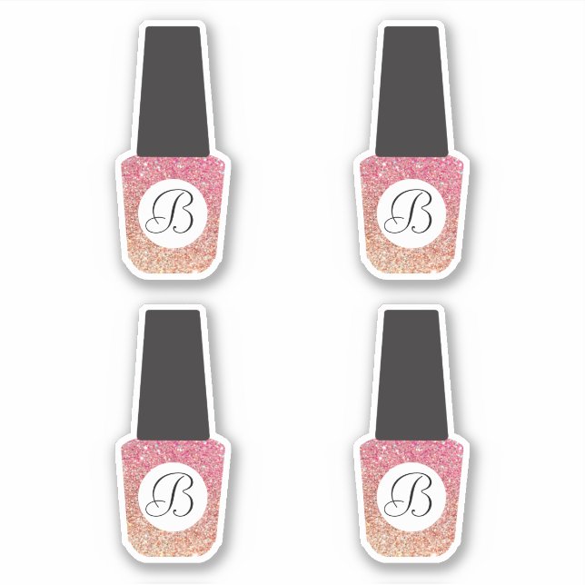 Nail Salon Monogram on Bronze Glitzer Nail Polnisc Aufkleber (Vorderseite)