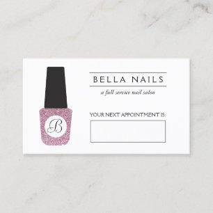 Nail Salon Monogram Pink Glitzer Terminkarte
