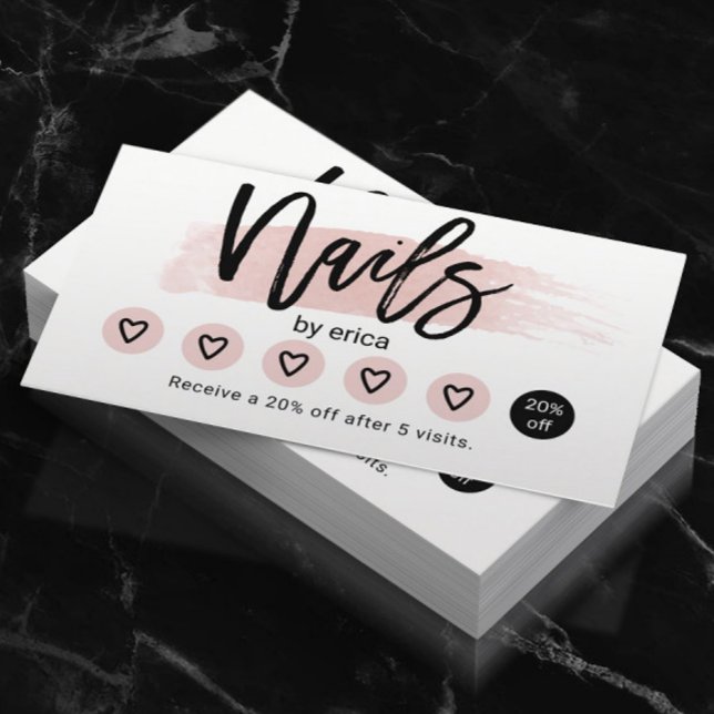 Nail Salon Niedlich Blush Pink Manicurist Loyalitä Treuekarte (Von Creator hochgeladen)