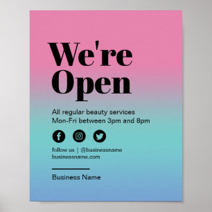 Nail Salon Open Business Pink farbenfrohe Poster