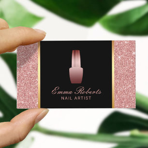 Nail Salon Polish Makeup Artist Rose Gold Glitzer Visitenkarte