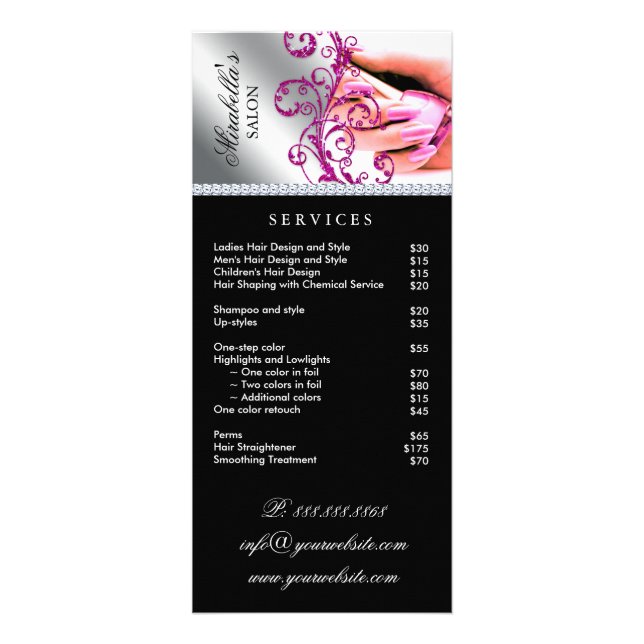 Nail Salon Polnischer Silberservice Menü Rosa (Vorne)