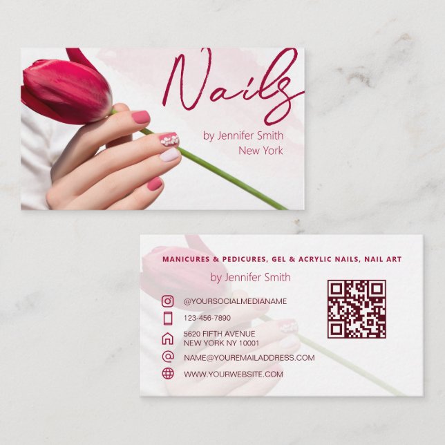 Nail Salon QR Code Visitenkarte (Vorne/Hinten)