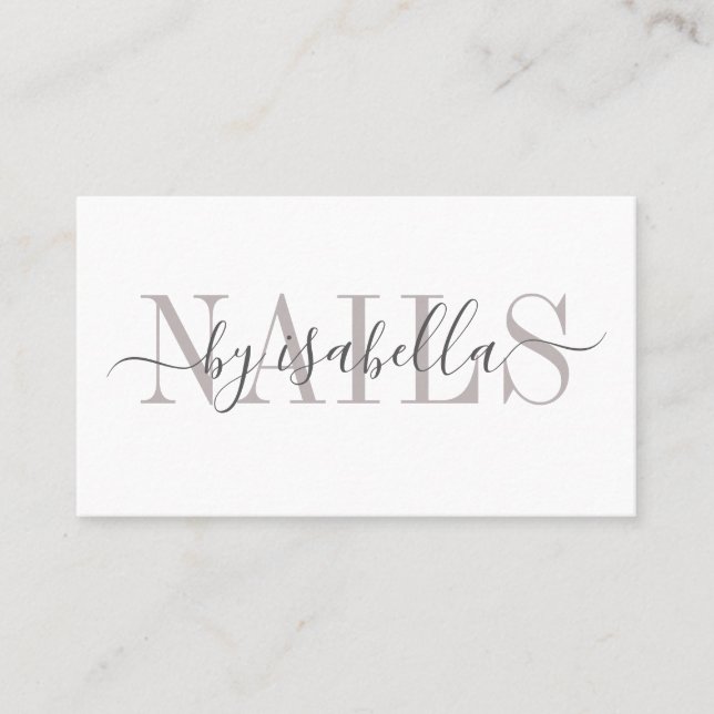 Nail Salon Script Signature Business Card Visitenkarte (Vorderseite)