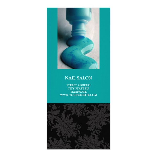 Nail Salon Services Preisliste {Aquamarin blau} Werbekarte (Vorne)