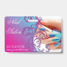 Nail Salon Techniker Floral Damask Pink Blue 