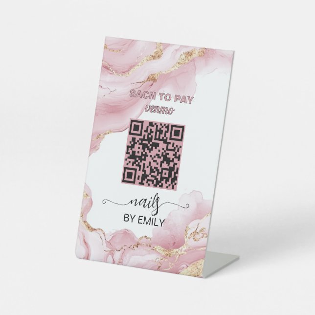 Nail Salon Venmo QR Code Zahlung | Zur Bezahlung s Sockelschild (Vorderseite)