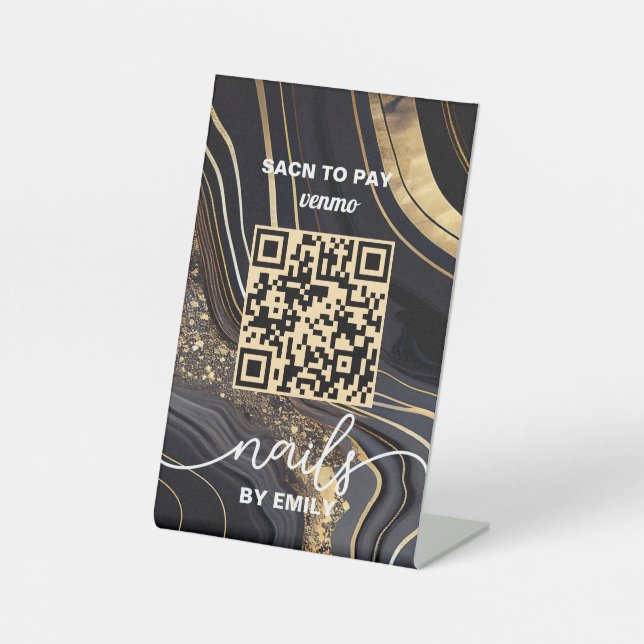 Nail Salon Venmo QR Code Zahlung | Zur Bezahlung s Sockelschild (Vorderseite)