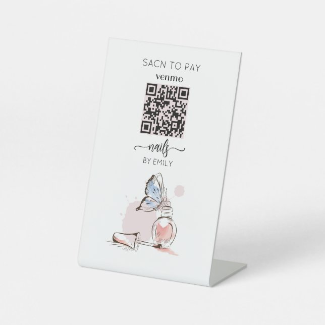 Nail Salon Venmo QR Code Zahlung | Zur Bezahlung s Sockelschild (Vorderseite)