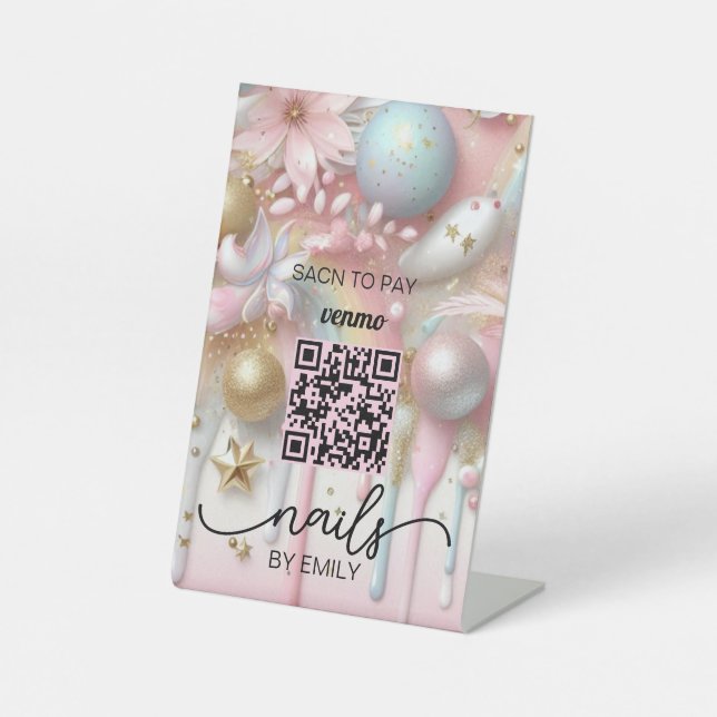 Nail Salon Venmo QR Code Zahlung | Zur Bezahlung s Sockelschild (Vorderseite)