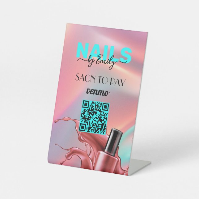 Nail Salon Venmo QR Code Zahlung | Zur Bezahlung s Sockelschild (Vorderseite)