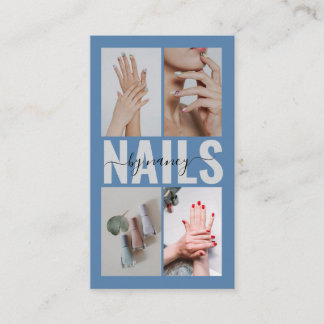 Nail Specialist Dusty Blue Qr Code Photo Collage  Visitenkarte