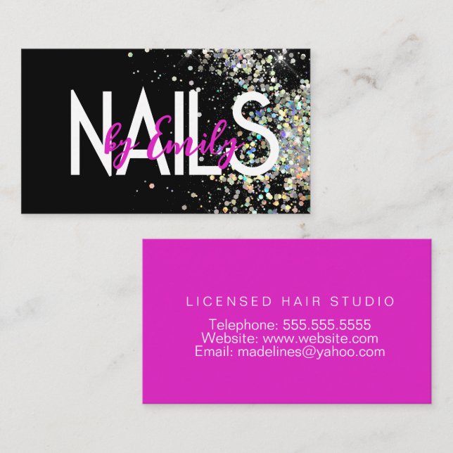 Nail Studio Designer Galaxy Art Neon Business Card Visitenkarte (Vorne/Hinten)