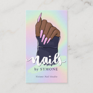 Nail Tech Artist Beauty Salon Pastel Holographic B Visitenkarte