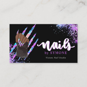 Nail Tech Bold Holographic Your Logo Business Card Visitenkarte