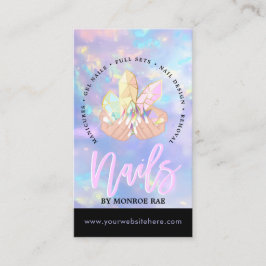 Nail Tech Crystal Holographic Nail Shop Blue Opal  Visitenkarte