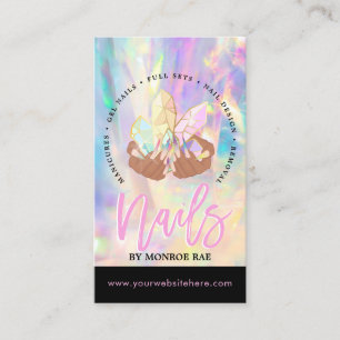 Nail Tech Crystal Holographic Nail Shop Business C Visitenkarte