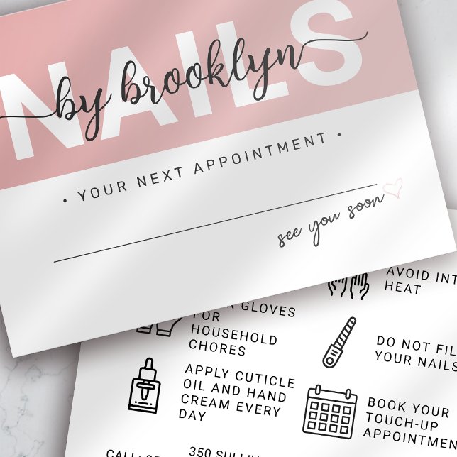 Nail Tech Gel Polnischer Aftercare-Termin Visitenkarte (Von Creator hochgeladen)