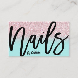 Nail Tech Girly Mint Pink Glitzer Ombre Typografie Visitenkarte