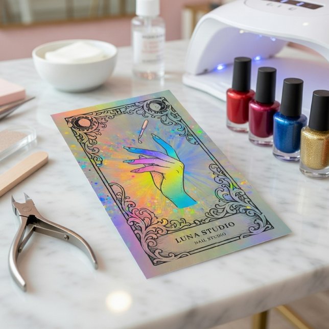 Nail Tech | Holographic Celestial Nail Studio Visitenkarte (Von Creator hochgeladen)