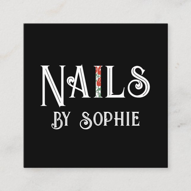 Nail Tech Nail Art Black Quadratische Visitenkarte (Vorderseite)