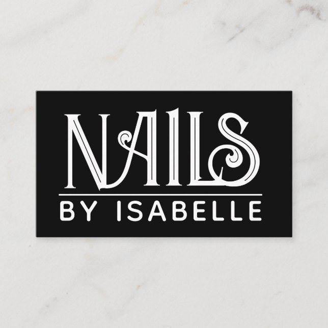 Nail Tech Nail Artist Gold Black Business Card Visitenkarte (Vorderseite)