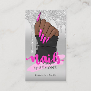 Nail Tech Nail Artist Salon Silver Glitzer Tropfen Visitenkarte