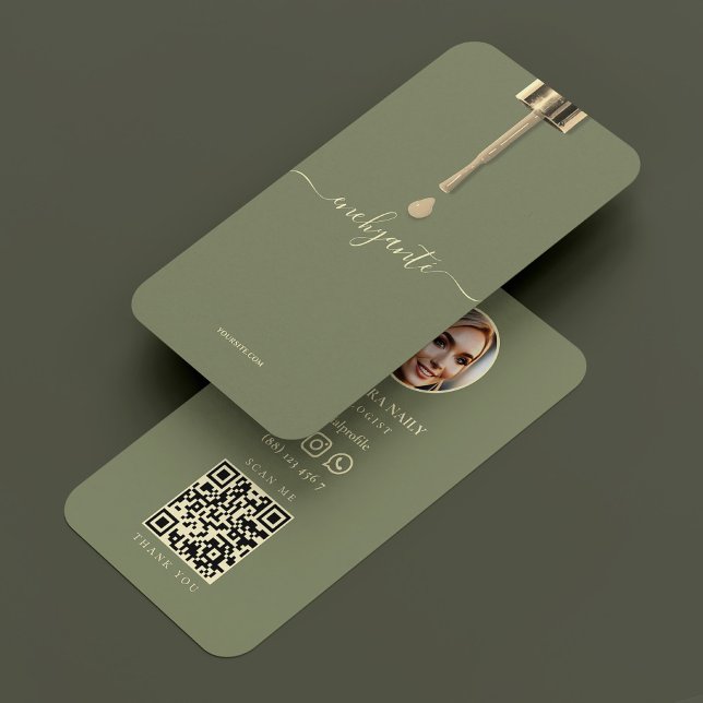 Nail Tech Nail Salon Sage Minimal Visitenkarte (Nail Tech Nail Salon Sage Minimal Business Card
)