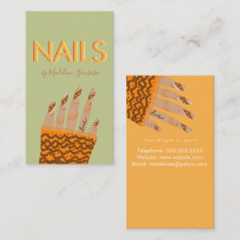 Nail Tech Orange Triple Lettering Hands Visitenkarte