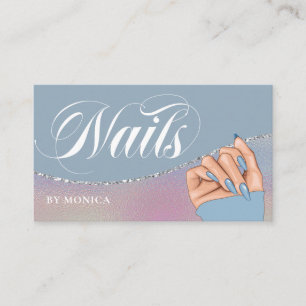 Nail Tech & Salon Blue Rainbow Metallic Elegant Bu Visitenkarte