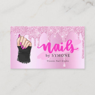 Nail Tech Salon Pink Diamond Driving Glitzer Busi Visitenkarte