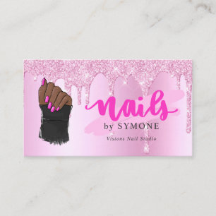 Nail Tech Salon Pink Diamond Driving Glitzer Visitenkarte
