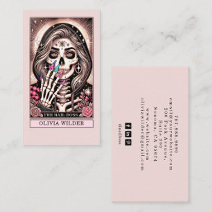 Nail Tech Tarot Card Bush Pink Business Card Visitenkarte