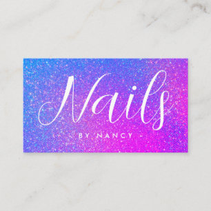 Nail Tech Typografie Lila Holografischer Glitzer Visitenkarte