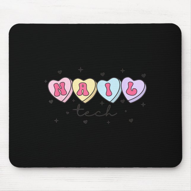 Nail Tech Valentine's Day Heart Manicurist Cosmeto Mousepad (Vorne)