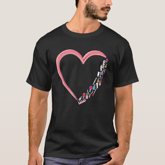 Nail Tech Work Uniform Nail Polnisches Herz T-Shirt (Vorderseite)