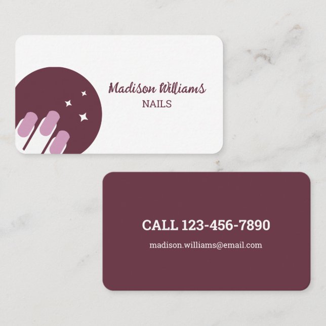 Nail Technician Business Card Visitenkarte (Vorne/Hinten)