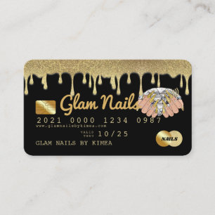 Nail Technician Gold Glitzer Drilling Credit Card Visitenkarte
