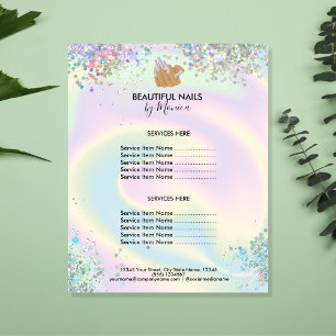 Nail Technician Mani Salon Holograph Girly Modern Flyer