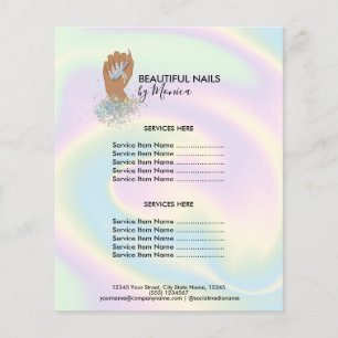Nail Technician Mani Salon Holograph Girly Modern Flyer
