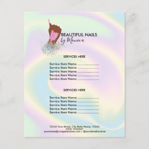 Nail Technician Mani Salon Holograph Girly Modern Flyer