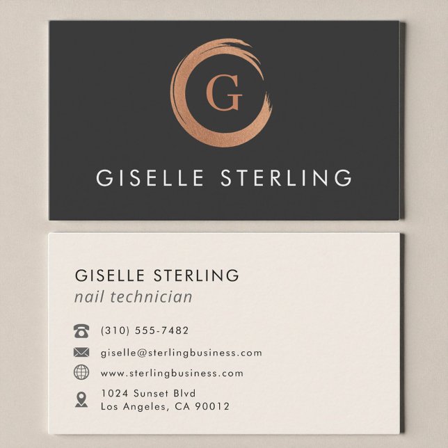 Nail Technician Modern Minimalist Rose Gold Visitenkarte (Von Creator hochgeladen)