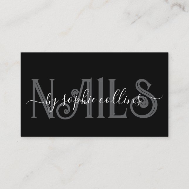 Nail Technician Nail Art Black Visitenkarte (Vorderseite)