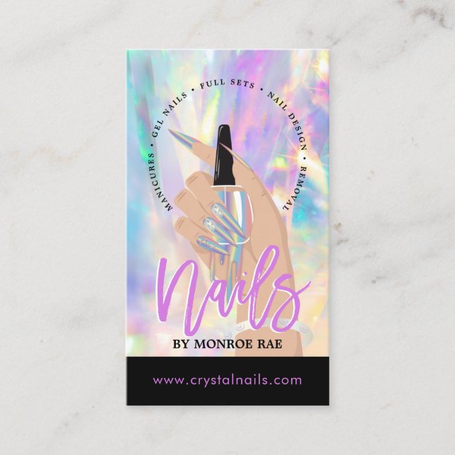 Nail Technician Nail Salon Holographic Business C Visitenkarte (Vorderseite)