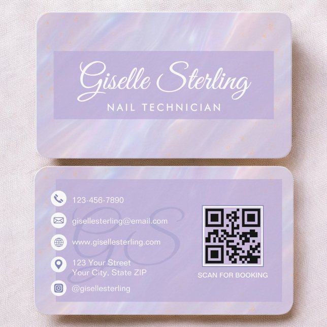 Nail Technician Purple QR Code Visitenkarte (Von Creator hochgeladen)