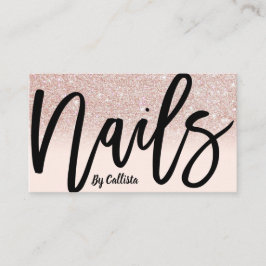 Nail Technician Rose Gold Glitzer Pink Typografie Visitenkarte