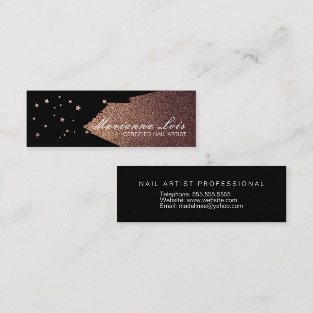 Nail Technician Salon Gold Polnische Stars Bronze Mini Visitenkarte (Vorne/Hinten)